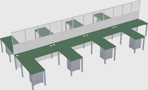 Shared l-shape cubicle