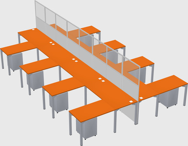 Shared l-shape cubicle