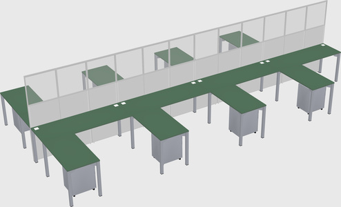 Shared l-shape cubicle