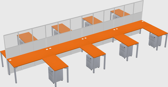 Shared l-shape cubicle