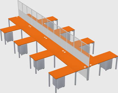 Shared l-shape cubicle