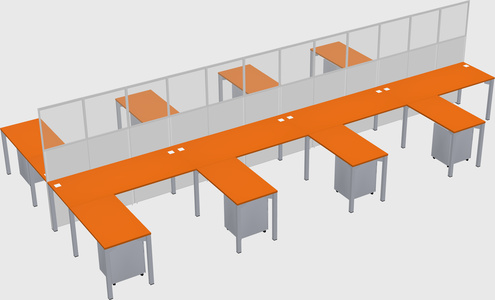 Shared l-shape cubicle