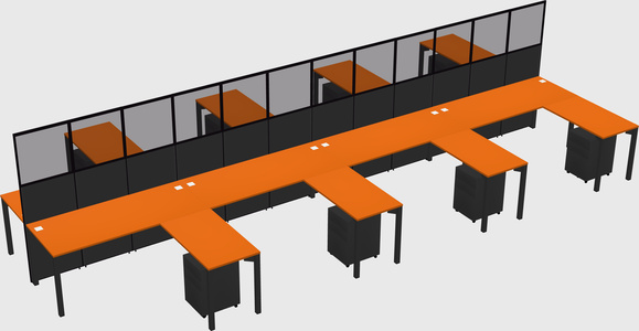 Shared l-shape cubicle