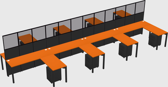 Shared l-shape cubicle
