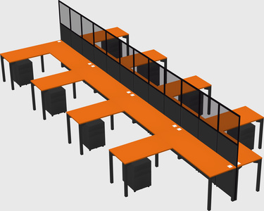 Shared l-shape cubicle