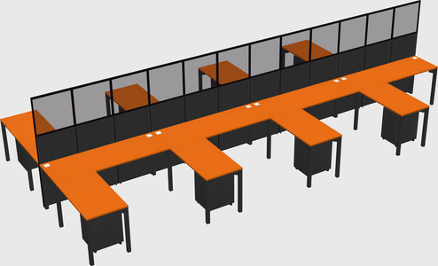 Shared l-shape cubicle