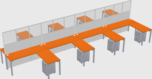 Shared l-shape cubicle