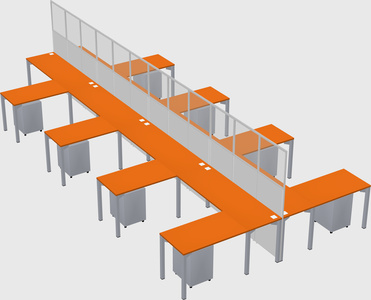 Shared l-shape cubicle