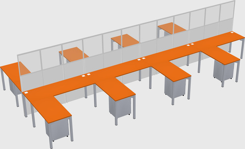 Shared l-shape cubicle