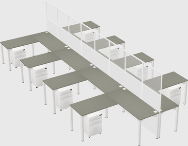 Shared l-shape cubicle