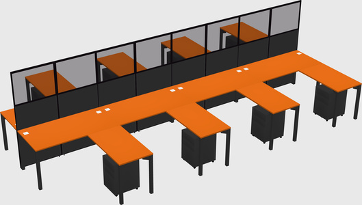 Shared l-shape cubicle