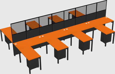Shared l-shape cubicle