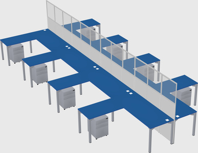 Shared l-shape cubicle