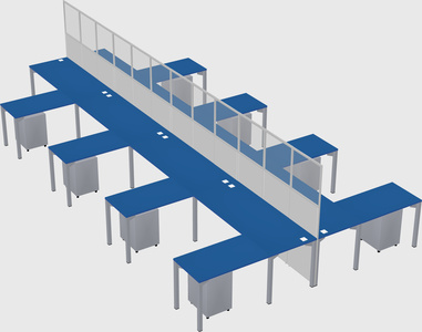 Shared l-shape cubicle
