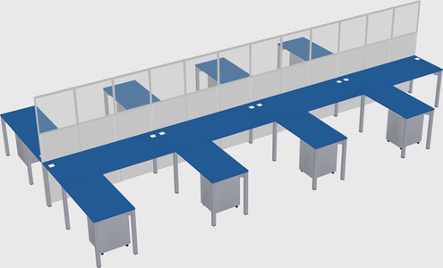 Shared l-shape cubicle