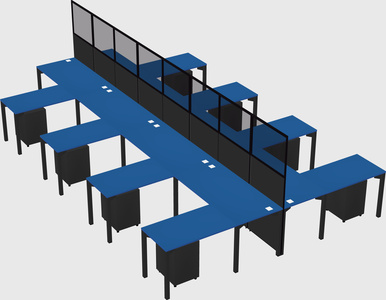 Shared l-shape cubicle