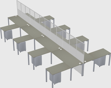 Shared l-shape cubicle