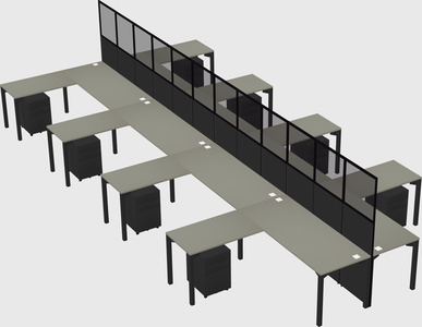 Shared l-shape cubicle