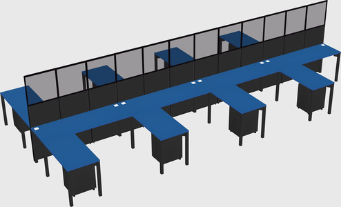 Shared l-shape cubicle