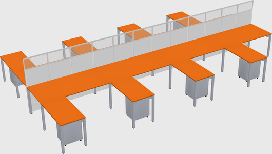 Shared l-shape cubicle