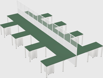 Shared l-shape cubicle