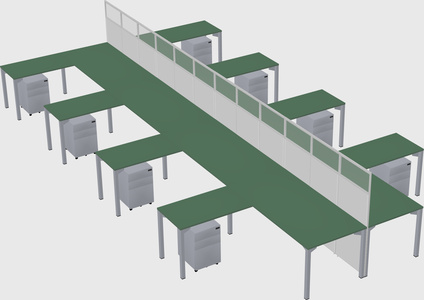 Shared l-shape cubicle