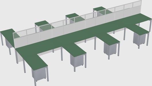 Shared l-shape cubicle