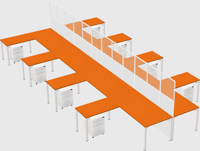 Shared l-shape cubicle