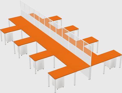 Shared l-shape cubicle