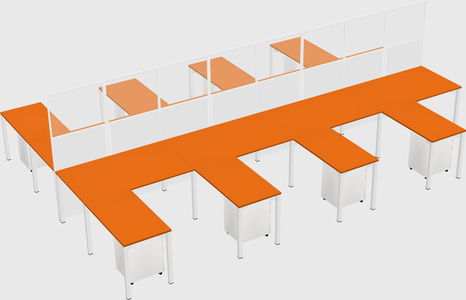 Shared l-shape cubicle