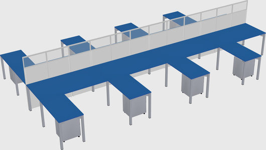 Shared l-shape cubicle