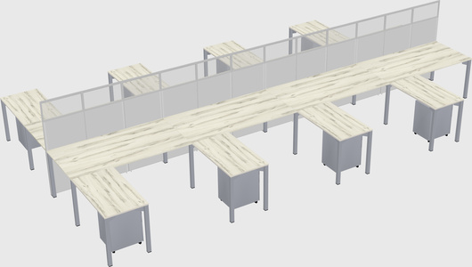 Shared l-shape cubicle
