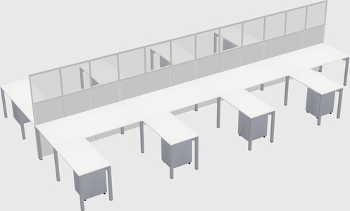Shared l-shape cubicle