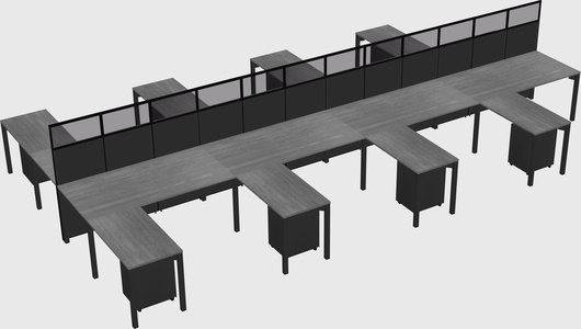 Shared l-shape cubicle