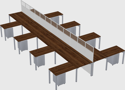 Shared l-shape cubicle