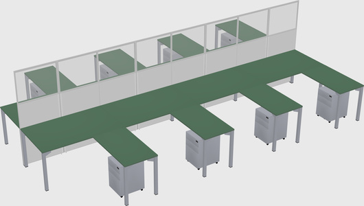Shared l-shape cubicle