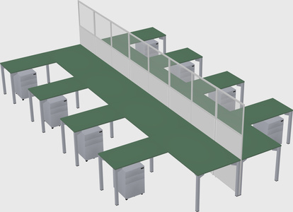 Shared l-shape cubicle