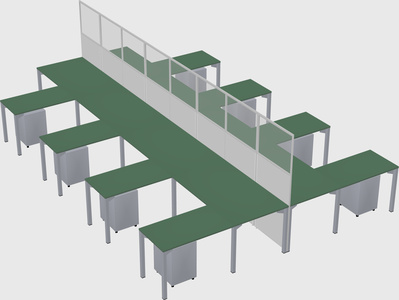 Shared l-shape cubicle