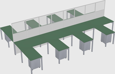 Shared l-shape cubicle