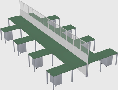 Shared l-shape cubicle