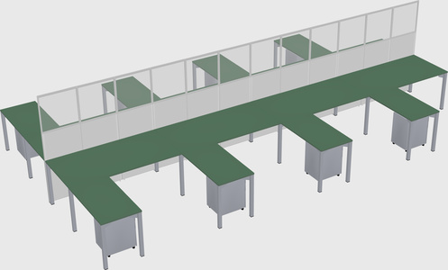 Shared l-shape cubicle