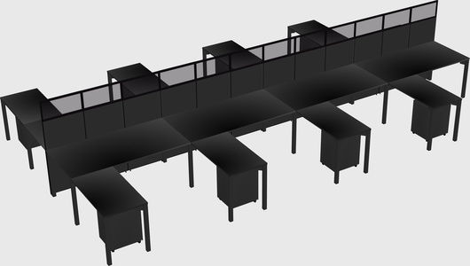 Shared l-shape cubicle
