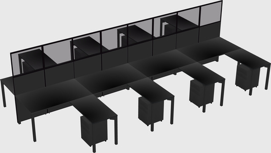 Shared l-shape cubicle