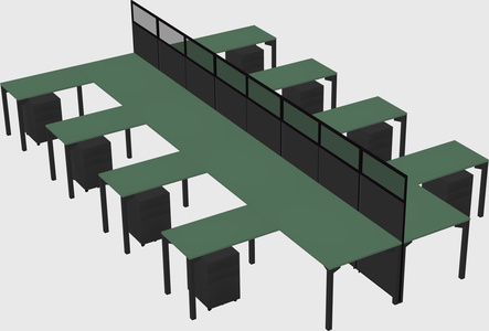 Shared l-shape cubicle