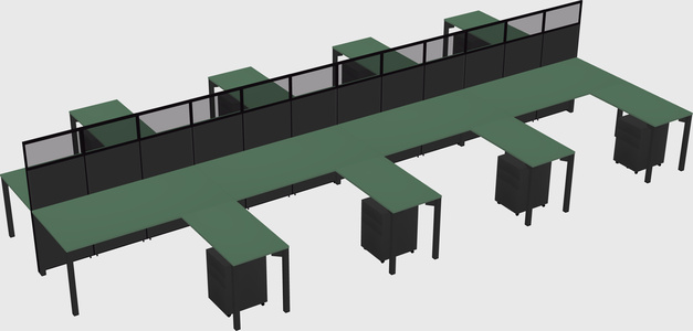 Shared l-shape cubicle
