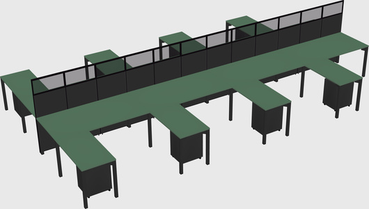 Shared l-shape cubicle