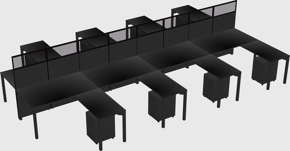 Shared l-shape cubicle
