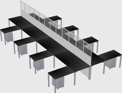 Shared l-shape cubicle