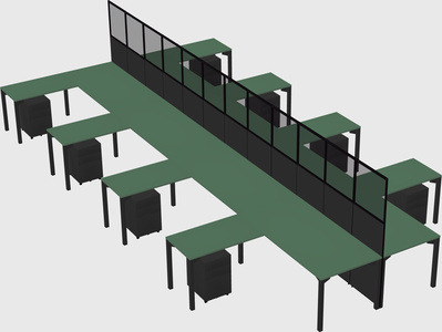 Shared l-shape cubicle