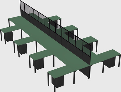 Shared l-shape cubicle